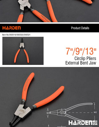 Alicate de Anel Interno Curvo HARDEN – Aço Carbono Temperado para Manutenção Profissional