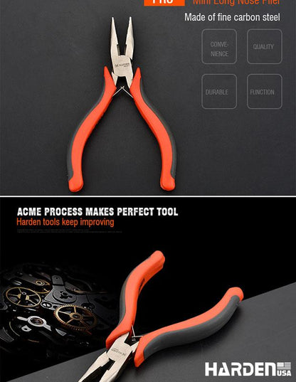 Alicate de Bico Longo Mini 114 mm (4,5”) em Aço Carbono HARDEN com Cabo Ergonômico