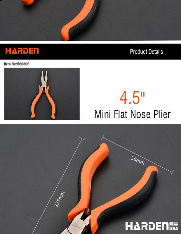 Alicate de Bico Chato Mini 114 mm (4,5”) em Aço Carbono HARDEN com Cabo Ergonômico