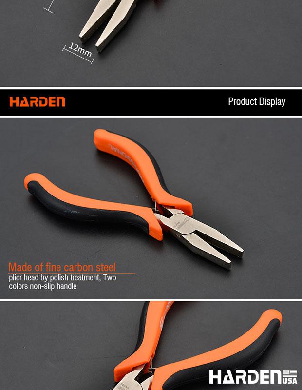 Alicate de Bico Chato Mini 114 mm (4,5”) em Aço Carbono HARDEN com Cabo Ergonômico