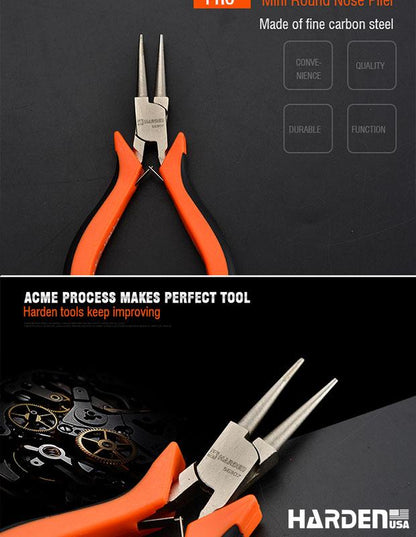 Alicate de Bico Redondo Mini 114 mm (4,5”) em Aço Carbono HARDEN com Cabo Ergonômico