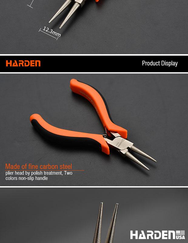 Alicate de Bico Redondo Mini 114 mm (4,5”) em Aço Carbono HARDEN com Cabo Ergonômico