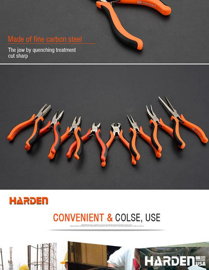 Alicate de Bico Longo Alongado Mini 114 mm (4,5”) em Aço Carbono HARDEN com Cabo Ergonômico