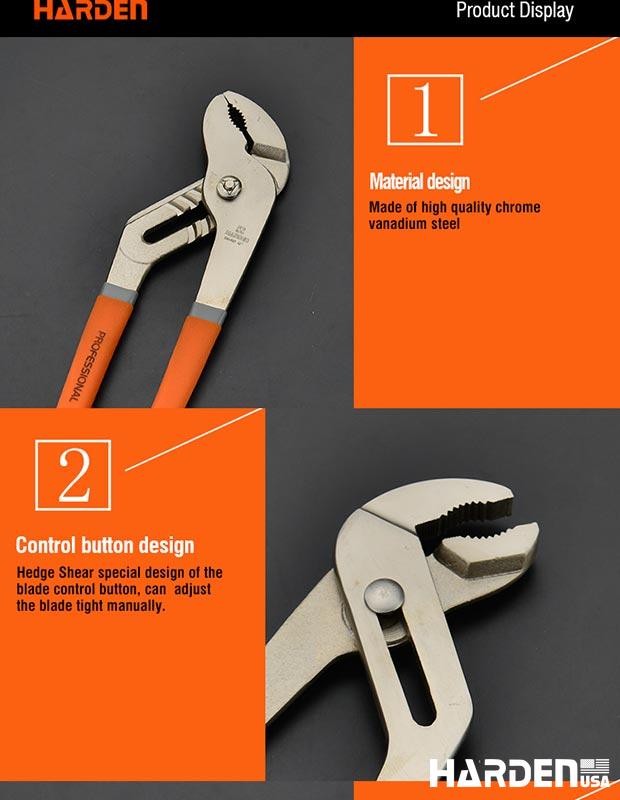 Alicate Ajustável Tipo Bomba d’Água HARDEN em Aço Carbono Forjado 254 mm (10”) e 305 mm (12”)