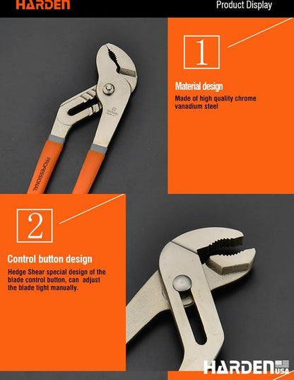 Alicate Ajustável Tipo Bomba d’Água HARDEN em Aço Carbono Forjado 254 mm (10”) e 305 mm (12”)