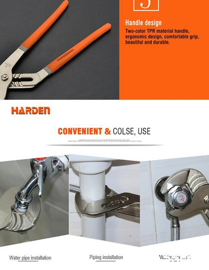 Alicate Ajustável Tipo Bomba d’Água HARDEN em Aço Carbono Forjado 254 mm (10”) e 305 mm (12”)