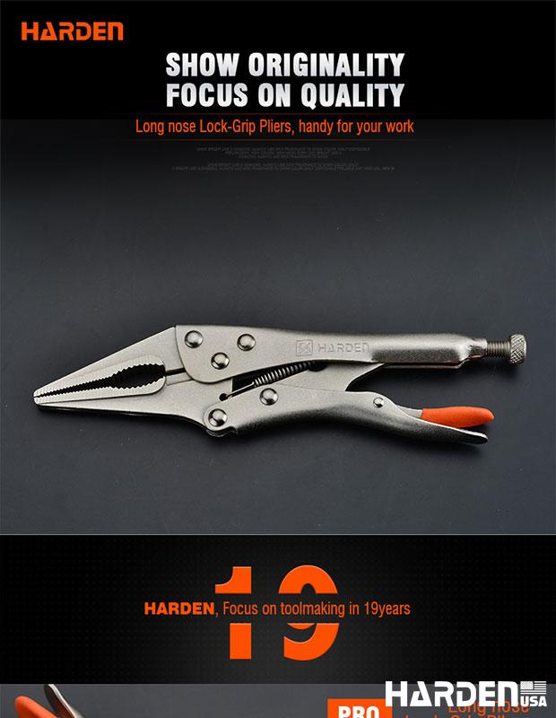 Alicate de Pressão Bico Longo HARDEN 225 mm (9”) em Aço Niquelado