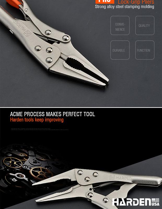 Alicate de Pressão Bico Longo HARDEN 225 mm (9”) em Aço Niquelado
