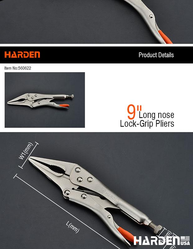 Alicate de Pressão Bico Longo HARDEN 225 mm (9”) em Aço Niquelado