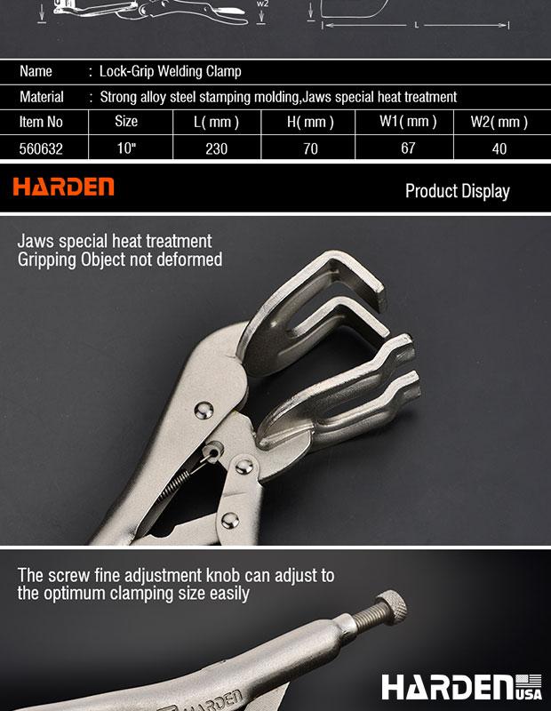 Alicate de Pressão para Solda HARDEN 225 mm (9”) Tipo Grampo em Aço Niquelado