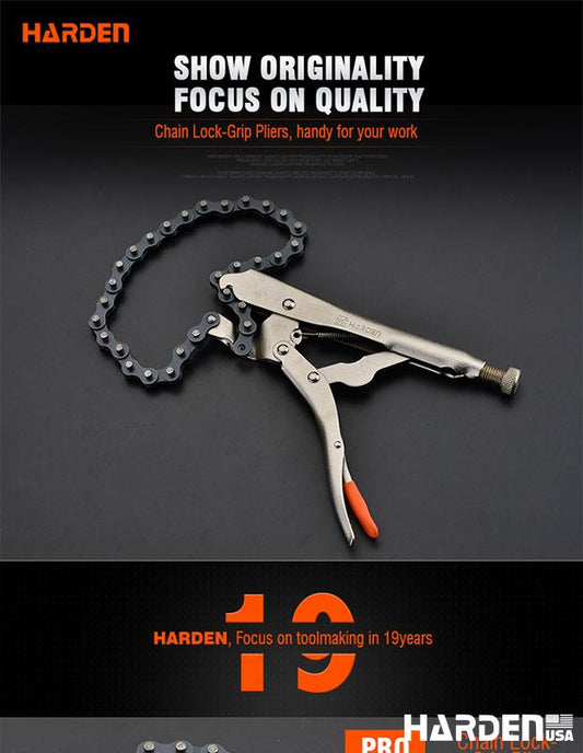 Alicate Gripo Tipo Cadeia 18” HARDEN – Trava de Corrente em Aço Níquel, Alta Fixação e Durabilidade