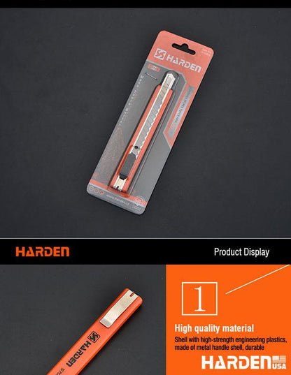 Estilete 9 mm HARDEN com Corpo em ABS Reforçado e Guia Metálica – Alta Precisão e Durabilidade