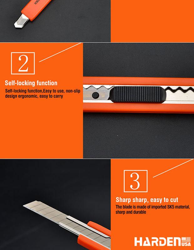 Estilete 9 mm HARDEN com Corpo em ABS Reforçado e Guia Metálica – Alta Precisão e Durabilidade