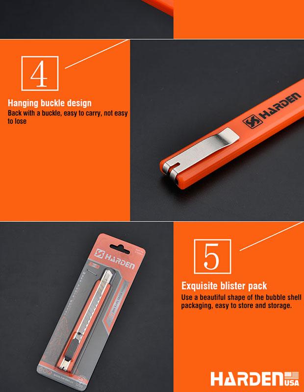 Estilete 9 mm HARDEN com Corpo em ABS Reforçado e Guia Metálica – Alta Precisão e Durabilidade