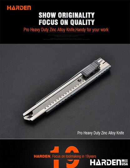 Estilete Profissional HARDEN 18 mm (3/4”) em Liga de Zinco Reforçada