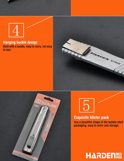 Estilete Profissional HARDEN 18 mm (3/4”) em Liga de Zinco Reforçada