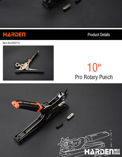 Alicate Vazador Rotativo 250 mm Harden – Aço Carbono Temperado com Múltiplos Furos para Couro, Lonas e Tecidos