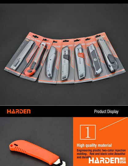 Estilete de Lâmina Segmentada 18 mm HARDEN – Corpo Reforçado em Metal e Plástico de Alta Resistência