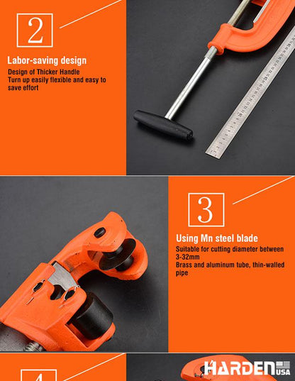 Cortador de Tubo Reforçado HARDEN 12–75mm (1/2"–3") com Lâmina em Aço 65Mn