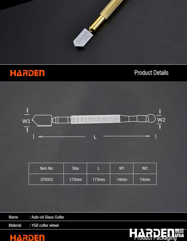 Cortador de Vidro Automático HARDEN 175 mm com Reservatório de Óleo – Corte de 2 a 12 mm