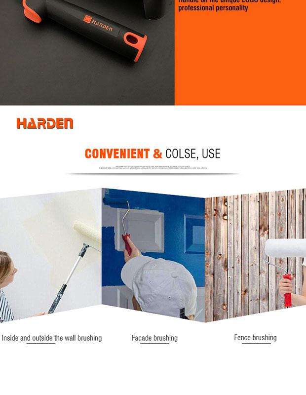 Kit de Rolos de Pintura HARDEN 4” com 7 Peças – Poliester, Acrílico e Espuma com Cabo TPR