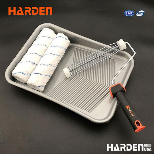 Kit de Rolos para Pintura Harden 9" (229 mm) com 4 Peças – Poliéter, Acrílico e Bandeja em PP