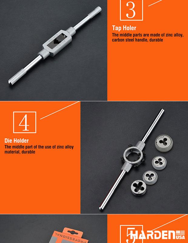 Jogo de Macho e Coquete HARDEN 20 Peças – Corte e Recuperação de Rosca com Precisão Profissional