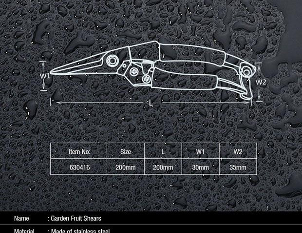 Tesoura de Jardinagem HARDEN 200 mm (8”) – Lâmina Forjada em Aço Inoxidável com Cabo em Liga de Zinco e Revestimento em PVC
