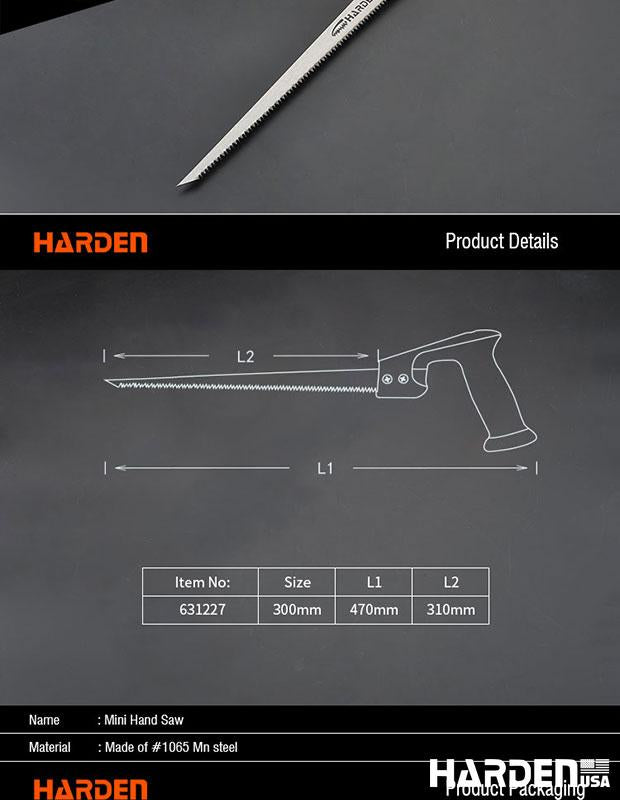 Serrote Manual 300 mm HARDEN – Lâmina em Aço #65Mn Temperado e Cabo TPR Antiderrapante