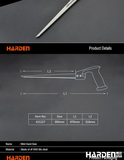 Serrote Manual 300 mm HARDEN – Lâmina em Aço #65Mn Temperado e Cabo TPR Antiderrapante