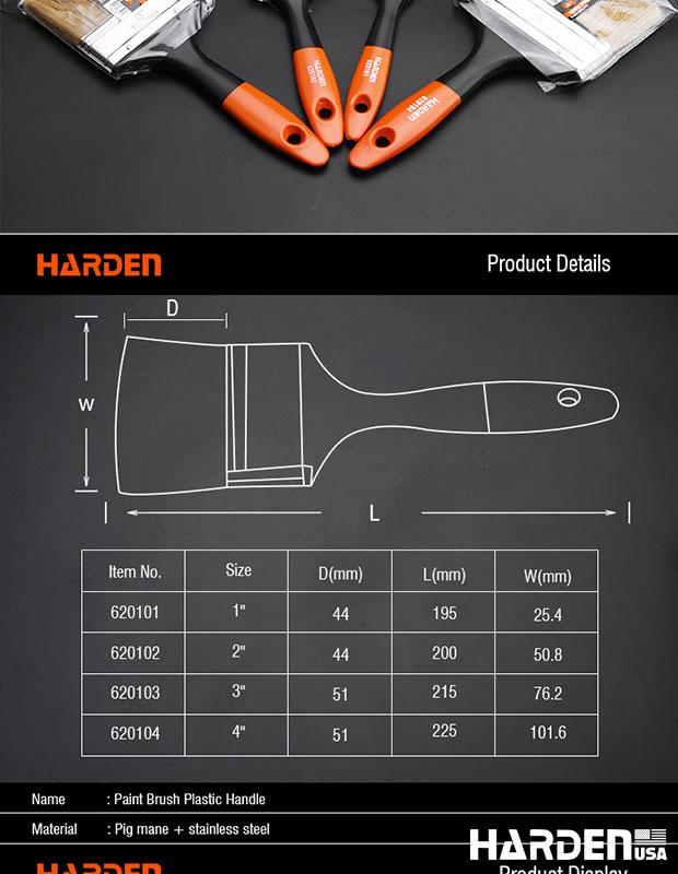 Pincel de Cerdas Brancas HARDEN com Cabo Plástico para Pintura