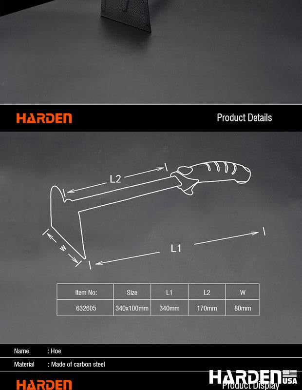 Enxada HARDEN 340 x 100 mm (13,4” x 3,9”) em Aço Carbono com Cabo Ergonômico