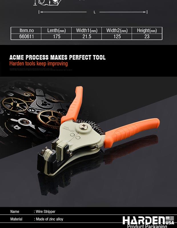 Alicate Decapador Automático de Fios HARDEN 175 mm para Cabos até 3,2 mm