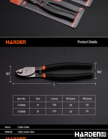 Alicate Corta Cabo HARDEN para Cabos de Cobre e Alumínio – Uso Profissional