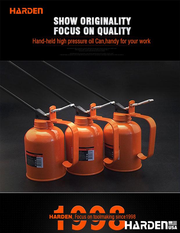 HARDEN Lubrificador Metálico 500 ml com Bico Flexível e Bomba de Latão