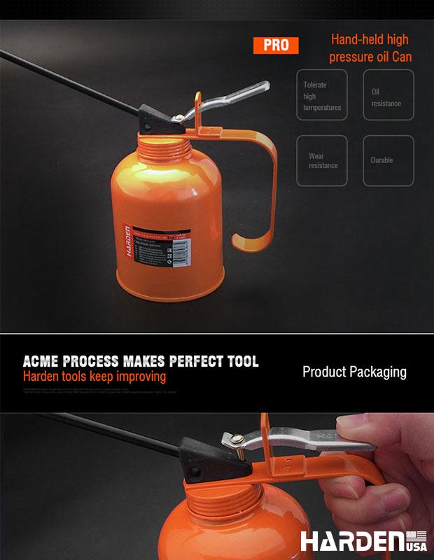 HARDEN Lubrificador Metálico 500 ml com Bico Flexível e Bomba de Latão