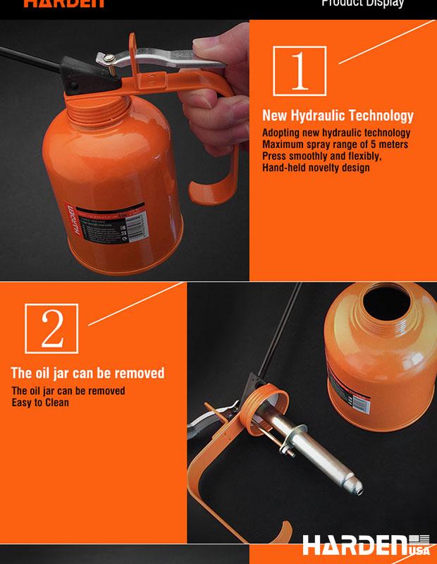 HARDEN Lubrificador Metálico 500 ml com Bico Flexível e Bomba de Latão