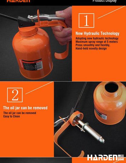 HARDEN Lubrificador Metálico 500 ml com Bico Flexível e Bomba de Latão