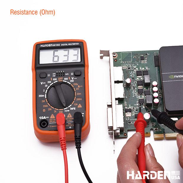 Multímetro Digital Harden Profissional CAT II 600V com Display LCD e Funções Avançadas