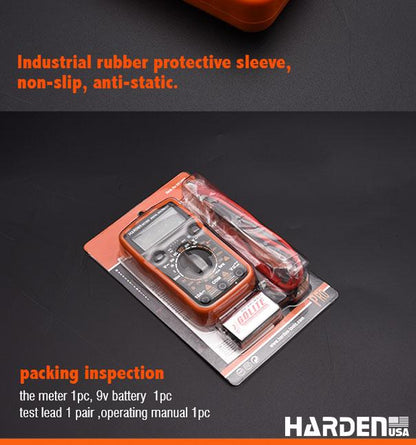Multímetro Digital Harden Profissional CAT II 600V com Display LCD e Funções Avançadas