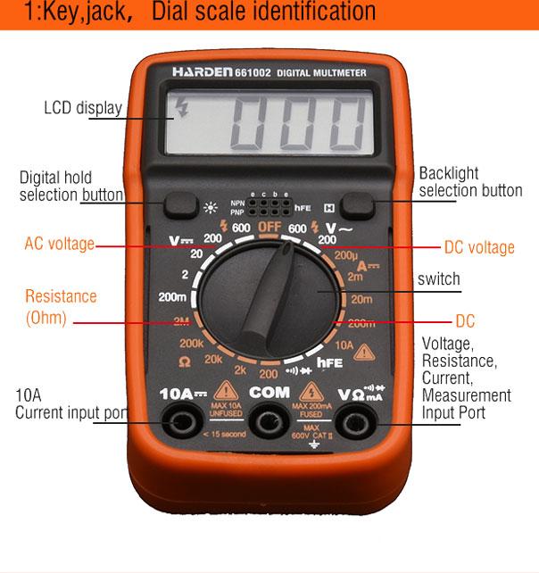 Multímetro Digital Harden Profissional CAT II 600V com Display LCD e Funções Avançadas