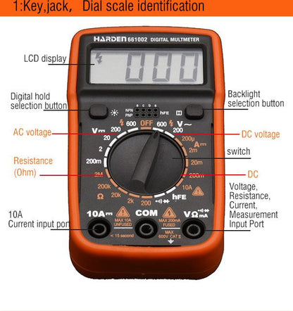 Multímetro Digital Harden Profissional CAT II 600V com Display LCD e Funções Avançadas