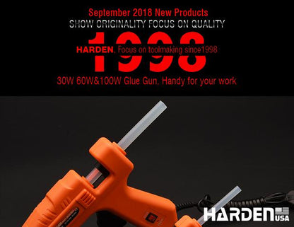 Pistola de Cola Quente e Bastões de Reposição Harden – 30W, 60–100W e Bastões 150 mm e 200 mm