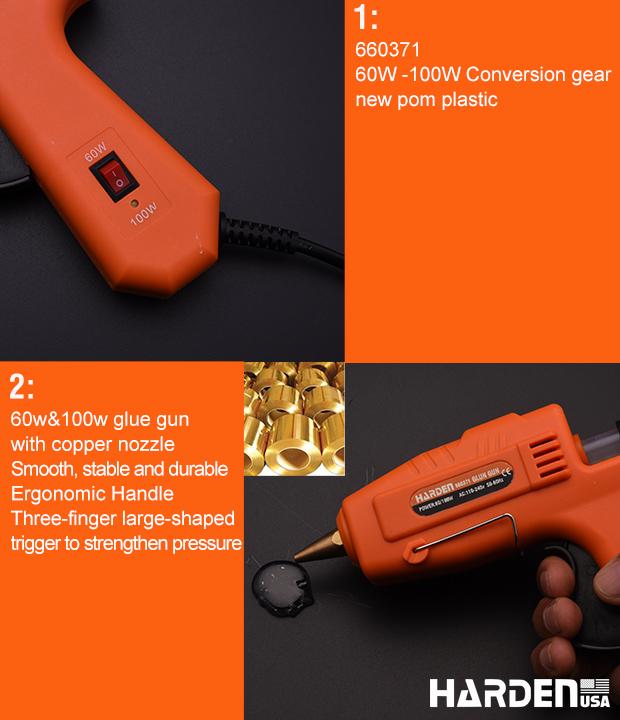 Pistola de Cola Quente e Bastões de Reposição Harden – 30W, 60–100W e Bastões 150 mm e 200 mm