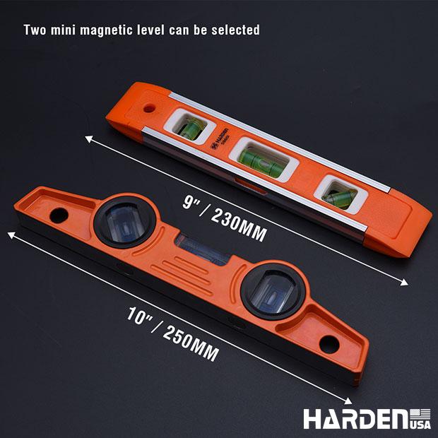 Nível Torpedo Magnético 250 mm (10") em Alumínio Fundido HARDEN com 3 Bolhas