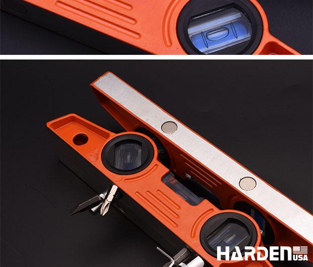 Nível Torpedo Magnético 250 mm (10") em Alumínio Fundido HARDEN com 3 Bolhas