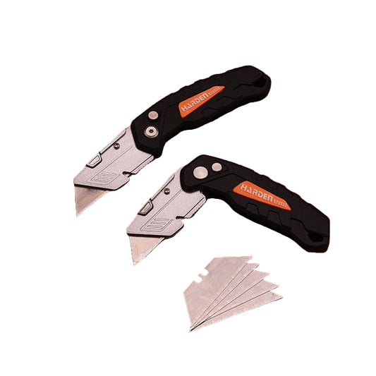 Canivete Dobrável HARDEN 18mm com Lâminas Extras – Trava de Segurança e Troca Rápida