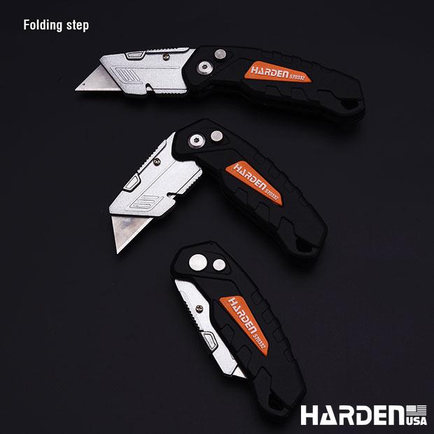 Canivete Dobrável HARDEN 18mm com Lâminas Extras – Trava de Segurança e Troca Rápida