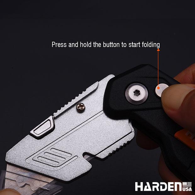 Canivete Dobrável HARDEN 18mm com Lâminas Extras – Trava de Segurança e Troca Rápida