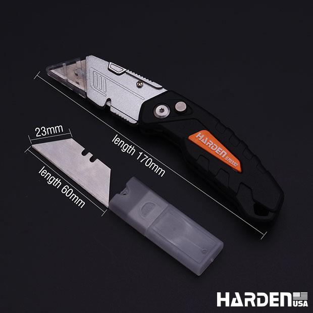 Canivete Dobrável HARDEN 18mm com Lâminas Extras – Trava de Segurança e Troca Rápida